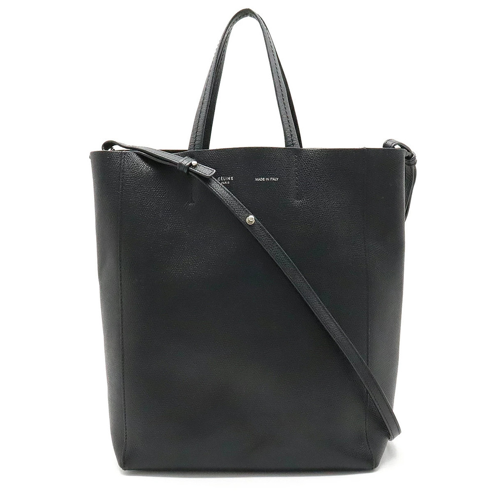 Celine Vertical Cabas Tote Bag Handbag Shoulder Leather Black